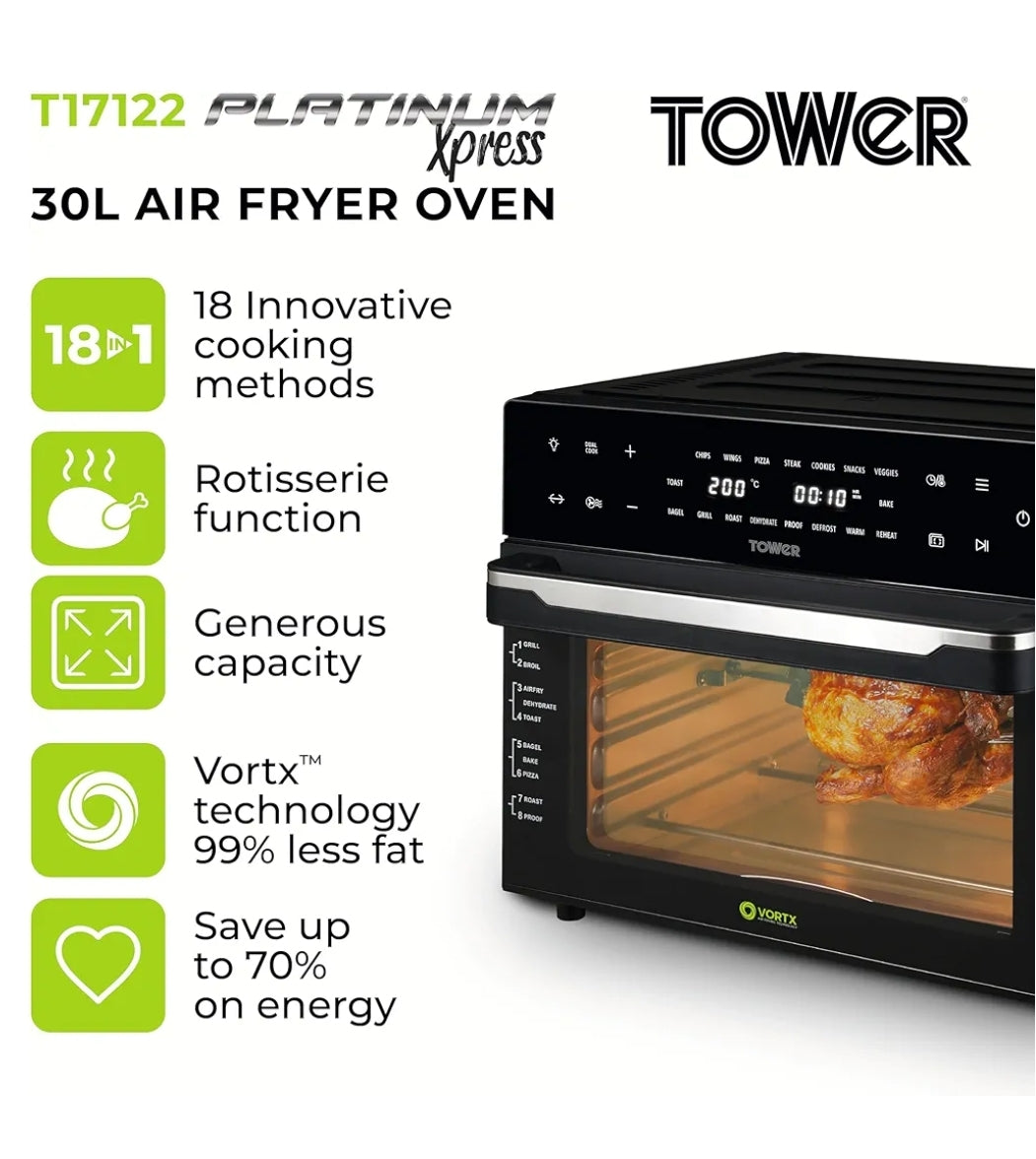 Tower T17122 Vortx Platinum Xpress Digital 30L Air Fryer Oven