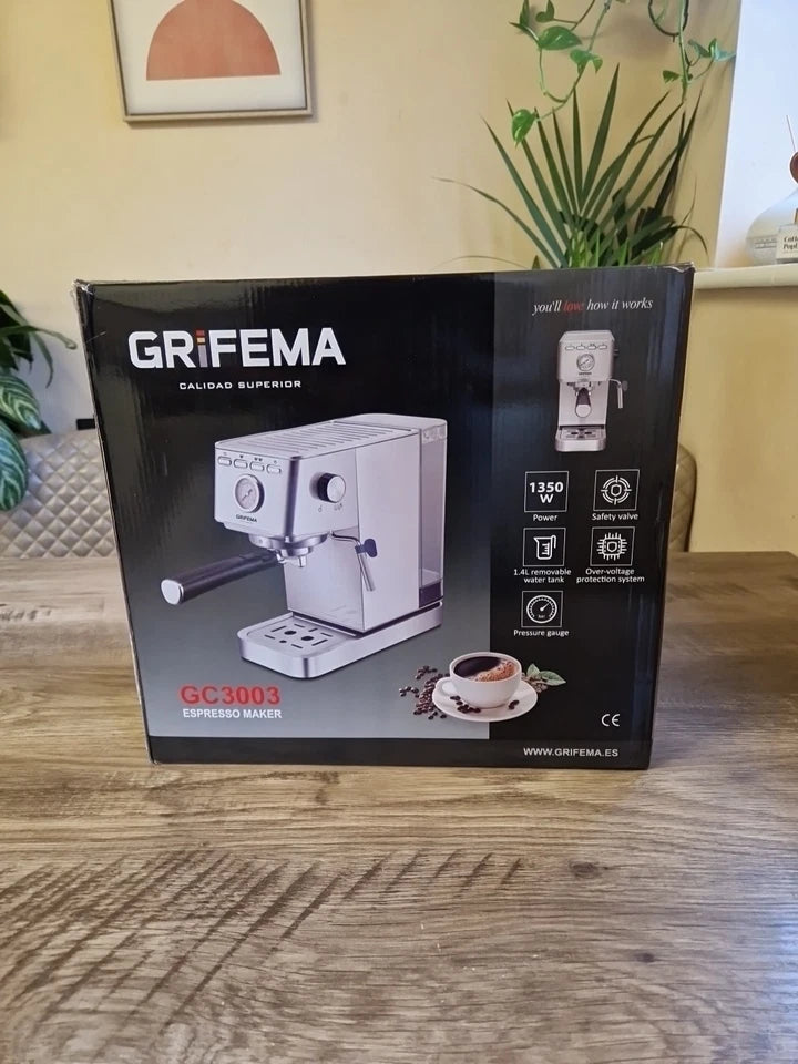 GRIFEMA GC3003 Coffee Maker, Cappuccino Automatic Espresso, Filter Holder Arm